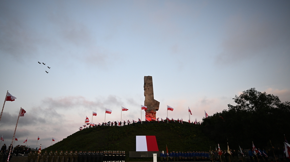 Uroczyste obchody 84. rocznicy wybuchu II wojny światowej przed Pomnikiem Obrońców Wybrzeża na Westerplatte w Gdańsku