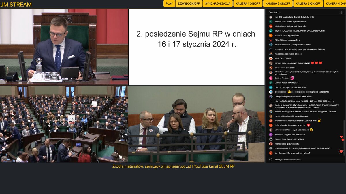 Jeszcze lepszy ogląd na to, co dzieje się w Sejmie. Internauta zrobił stronę z 4 kamerami