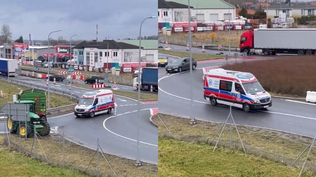 Traktor zablokował drogę karetce pogotowia na sygnale. W mediach wybuchło oburzenie. Pogotowie Ratownicze wydało zaskakujące oświadczenie