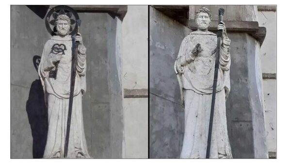 Figura św. Piotra straciła aureolę i klucze. Piorun uderzył w dniu urodzin Franciszka