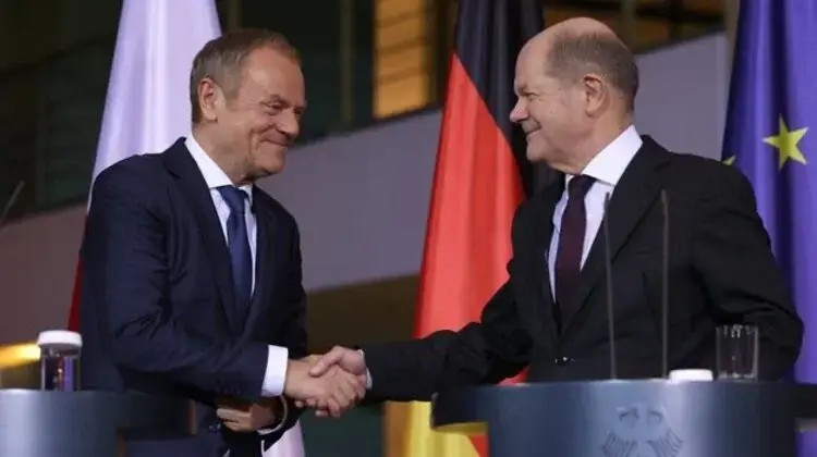 Premier Donald Tusk i kanclerz Niemiec Olaf Scholz