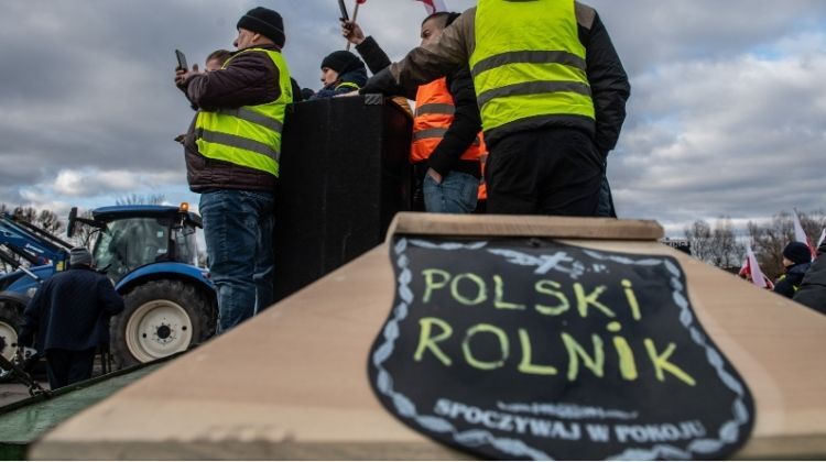 Dorohusk, 18.02.2024. Międzynarodowy protest rolników przy polsko-ukraińskim przejściu granicznym