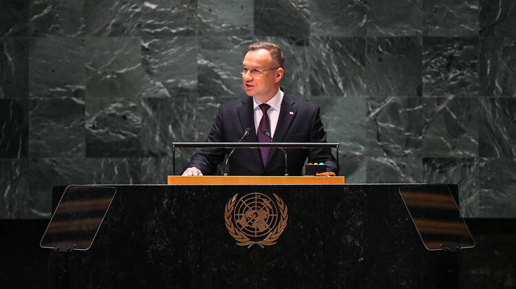 Pezydent Andrzej Duda podczas przemówienia w Radzie Bezpieczeństwa ONZ w Nowym Jorku