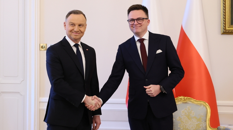 Prezydent Andrzej Duda i Marszałek Sejmu Szymon Hołownia