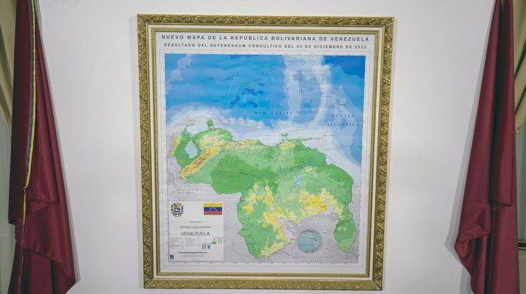 Propagandowa mapa Wenezueli z uwzględnieniem anektowanej Gujany