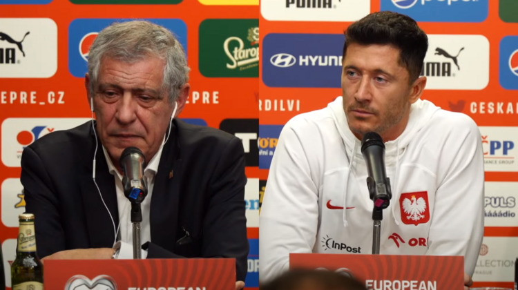 Selekcjoner reprezentacji Polski Fernando Santos i Robert Lewandowski