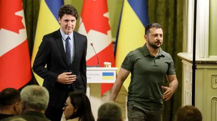 Prezydent Ukrainy Wołodymyr Zełenski i Premier Kanady Justin Trudeau